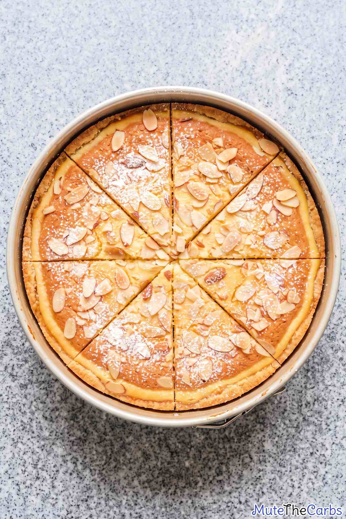 Low carb almond croissant cheesecake