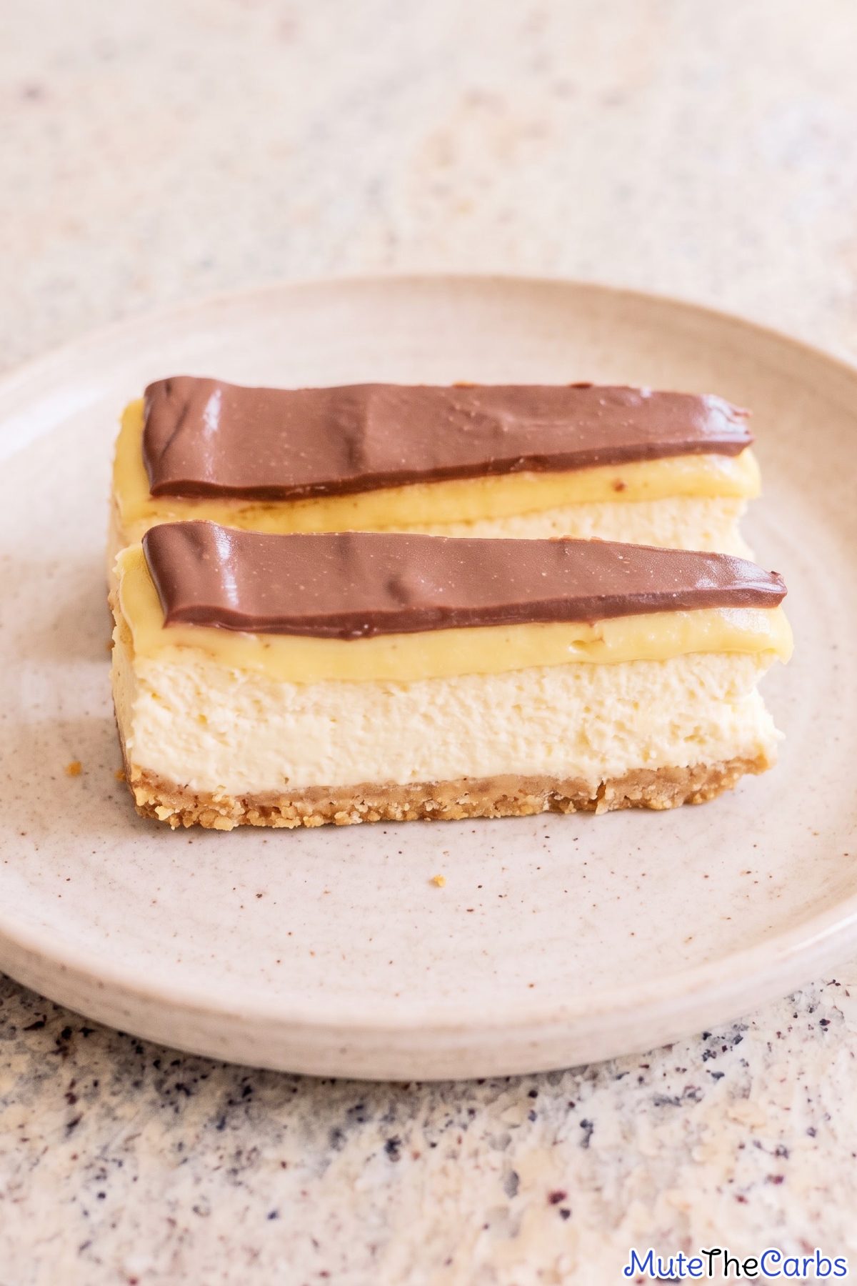 Homemade keto Boston cream cheesecake