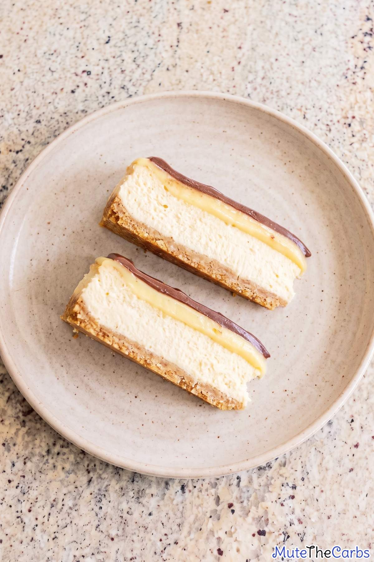 Smooth keto Boston cream cheesecake