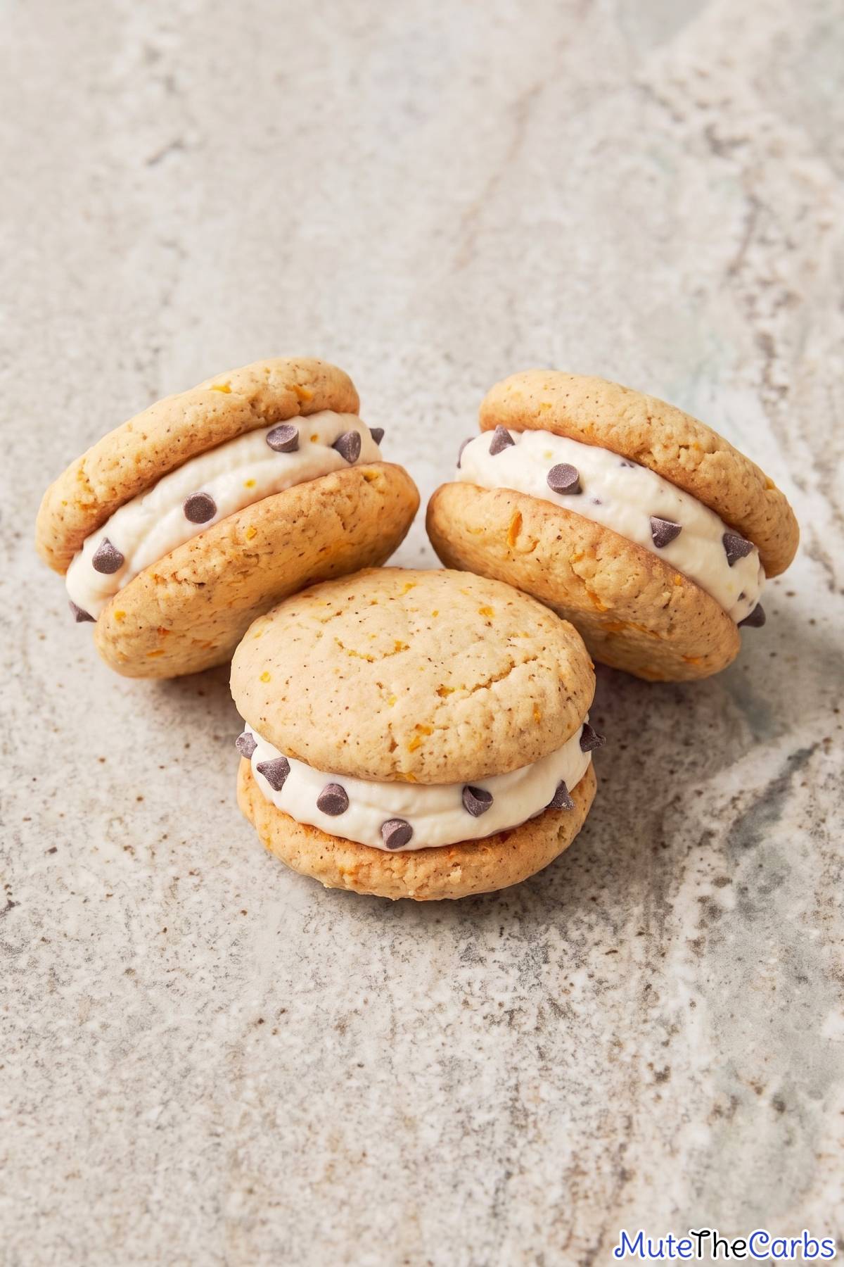 Golden keto cannoli cookies with chocolate chips