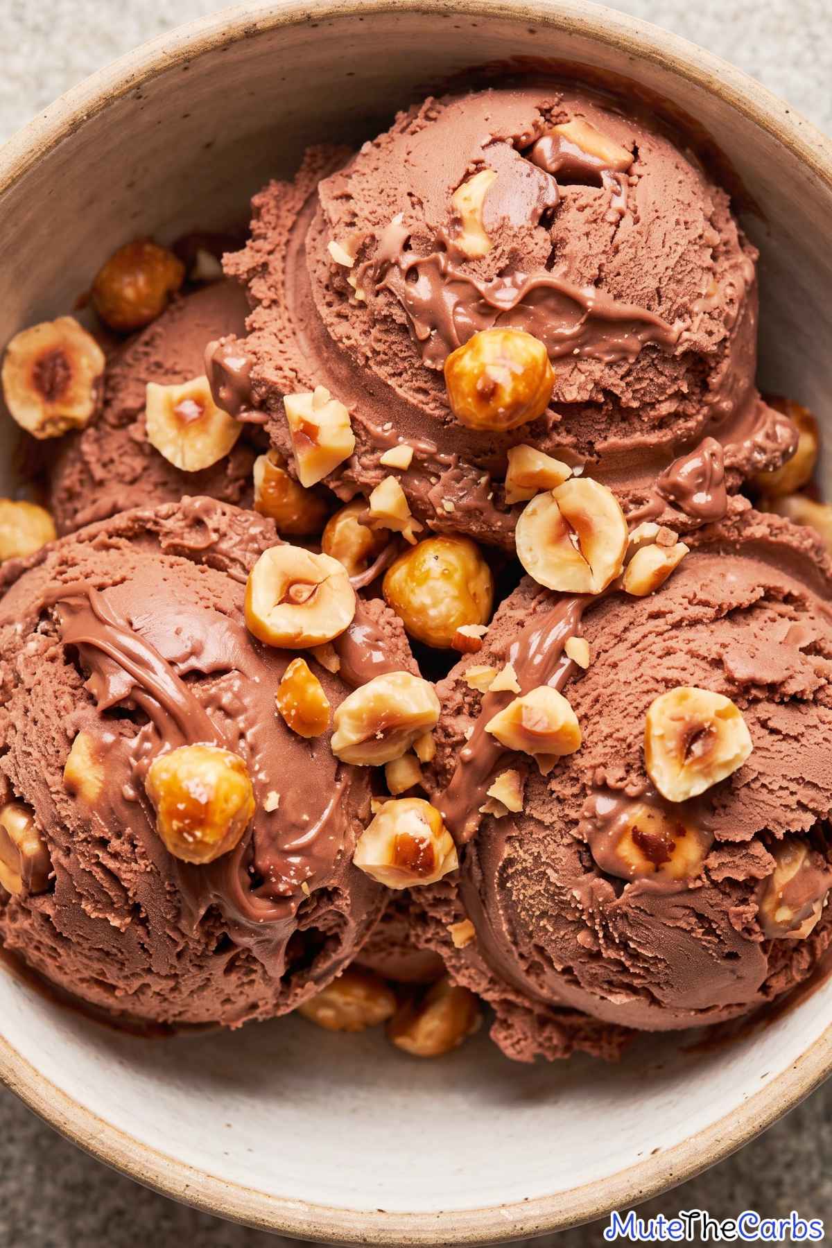 Sweet keto chocolate hazelnut ice cream