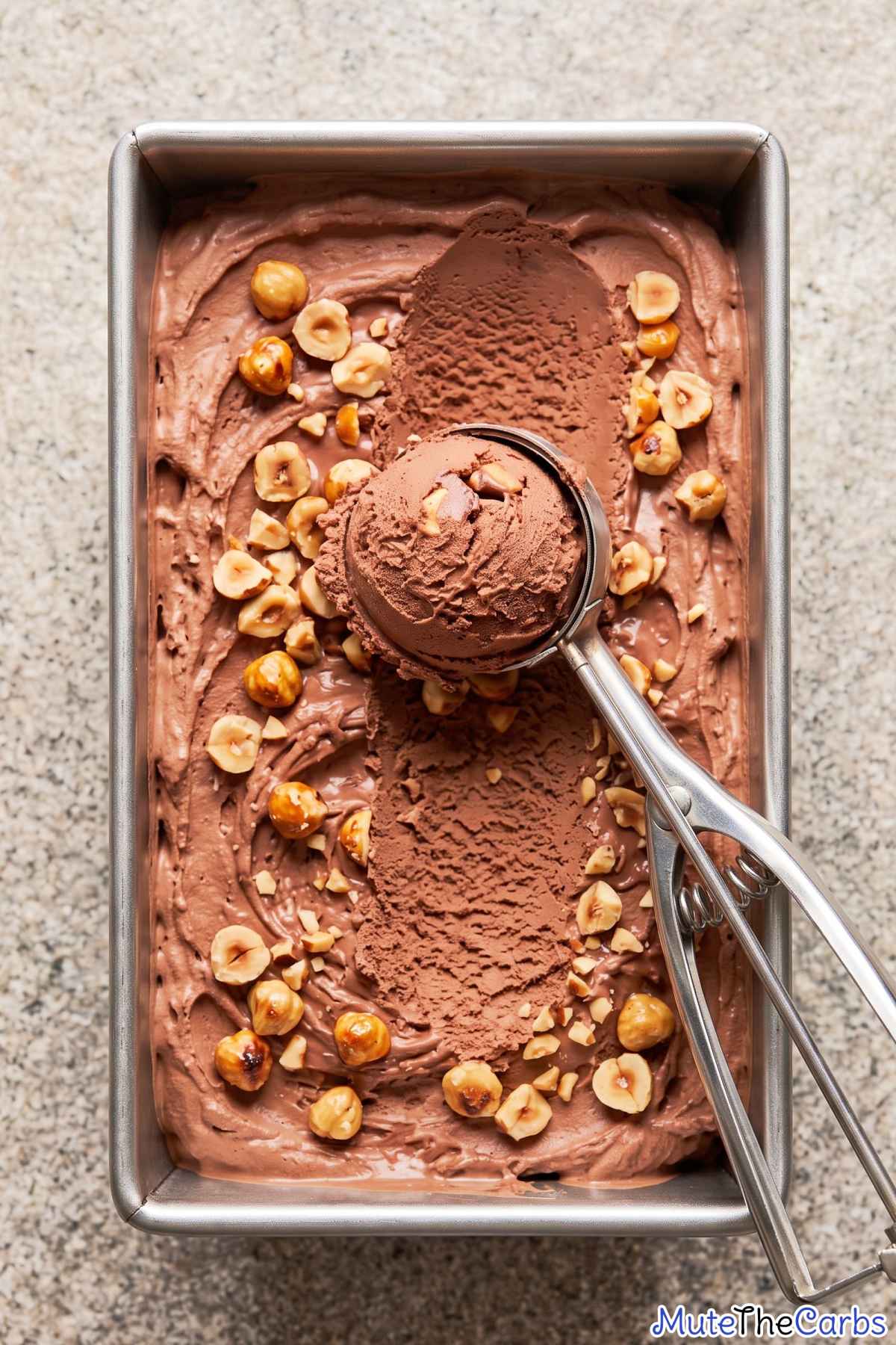 Homemade keto chocolate hazelnut ice cream