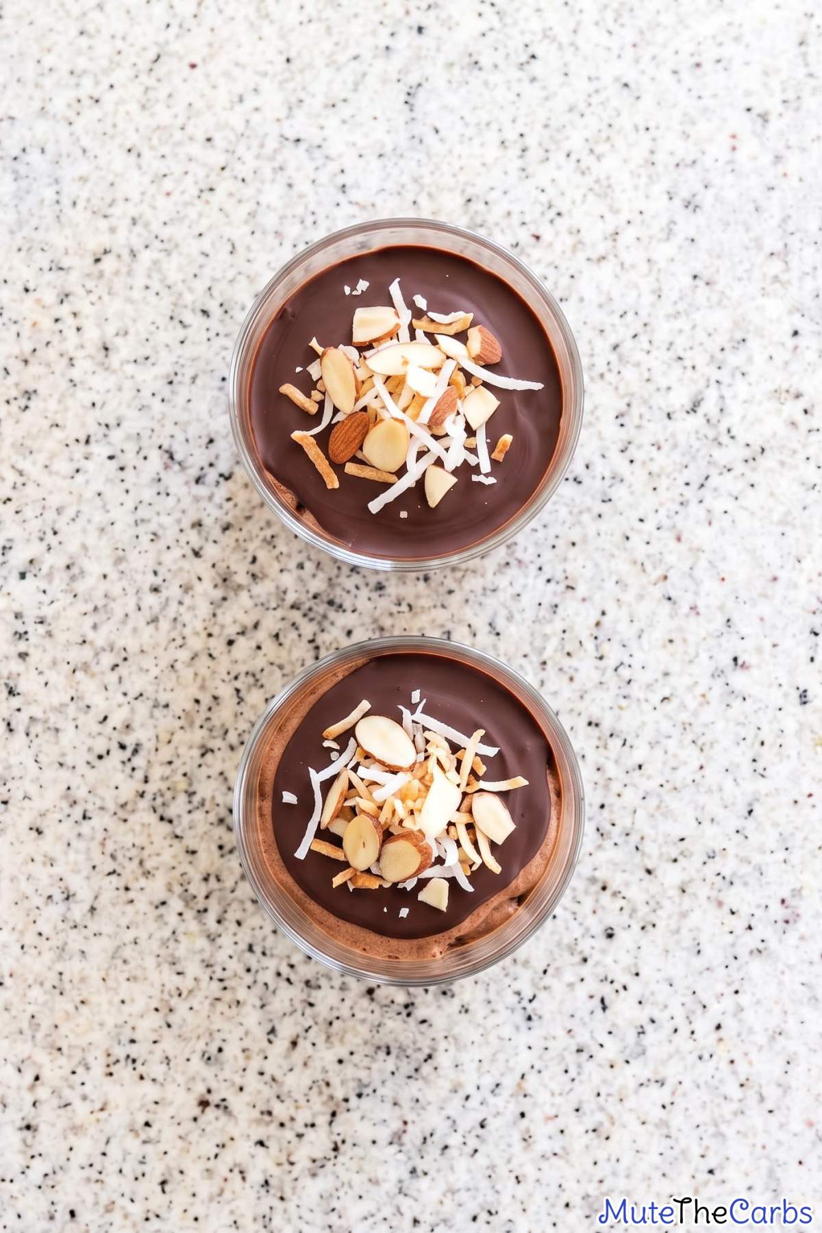 Keto chocolate mousse crunch cups