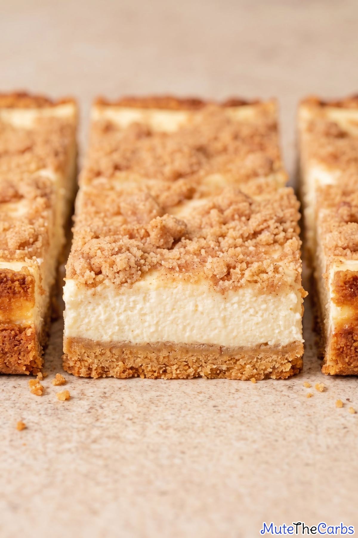 keto churro cheesecake bars on a plate