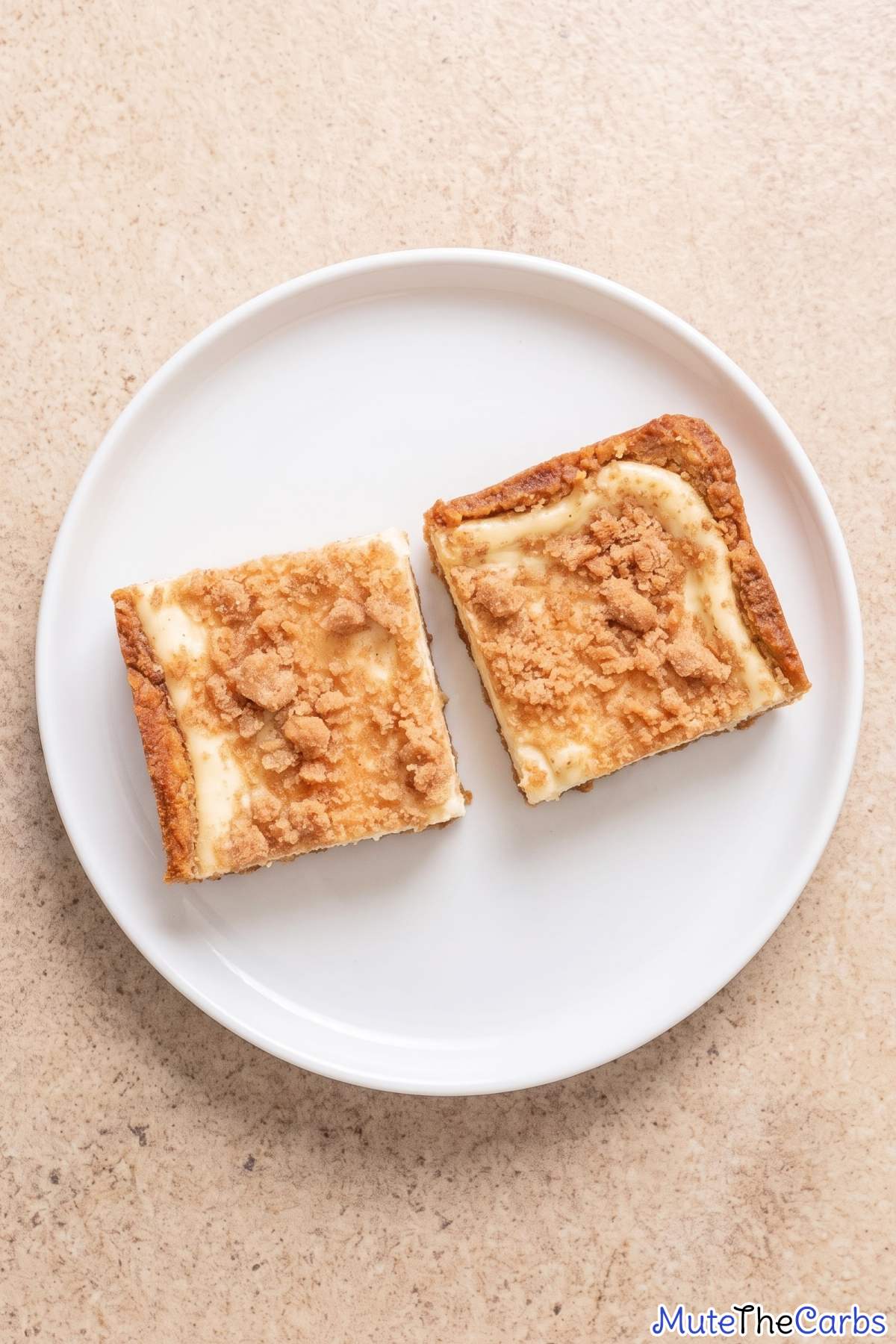 chilled keto churro cheesecake bars slice