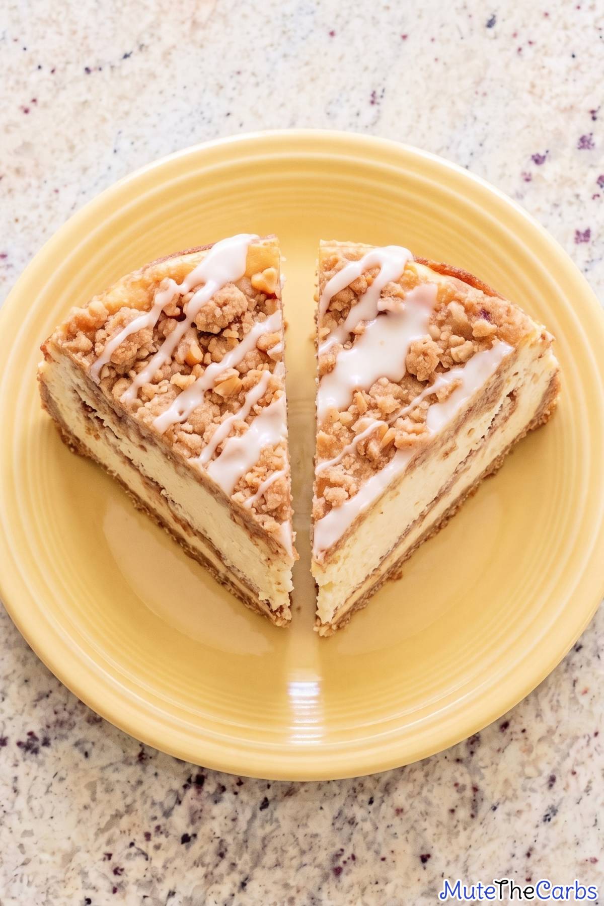 Slice of keto coffee cake cheesecake