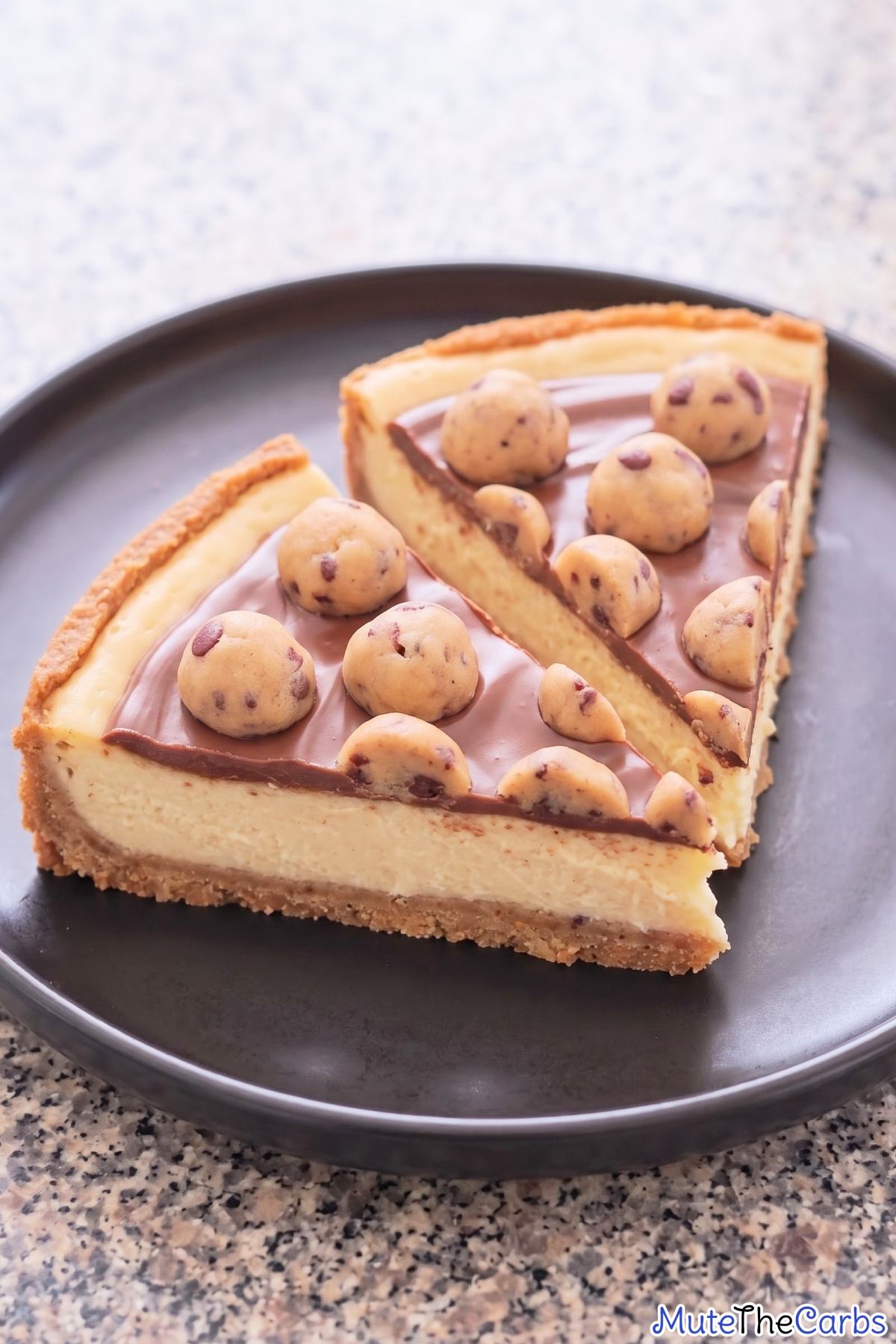 Creamy keto cookie dough cheesecake