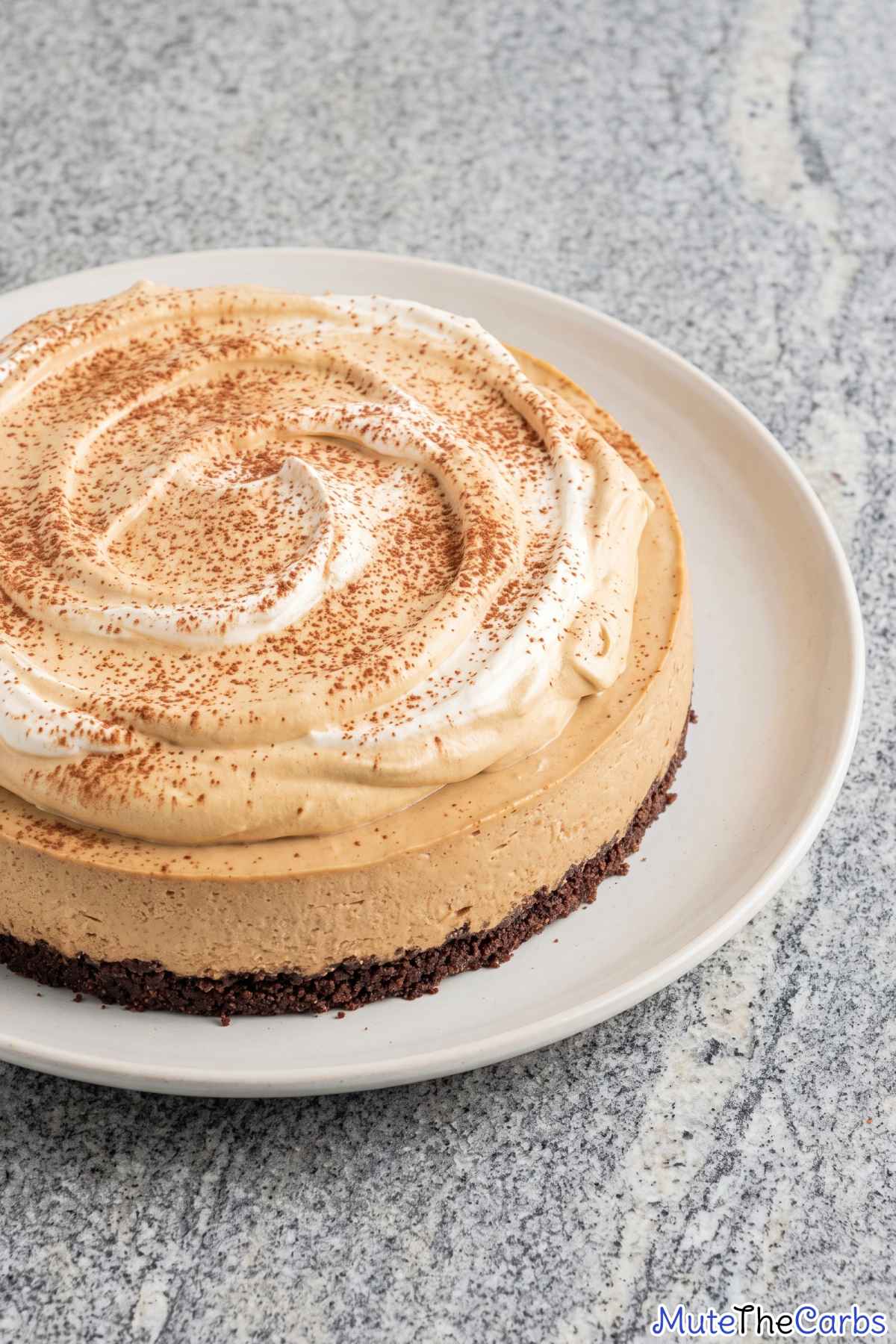 Rich keto coffee cheesecake slice