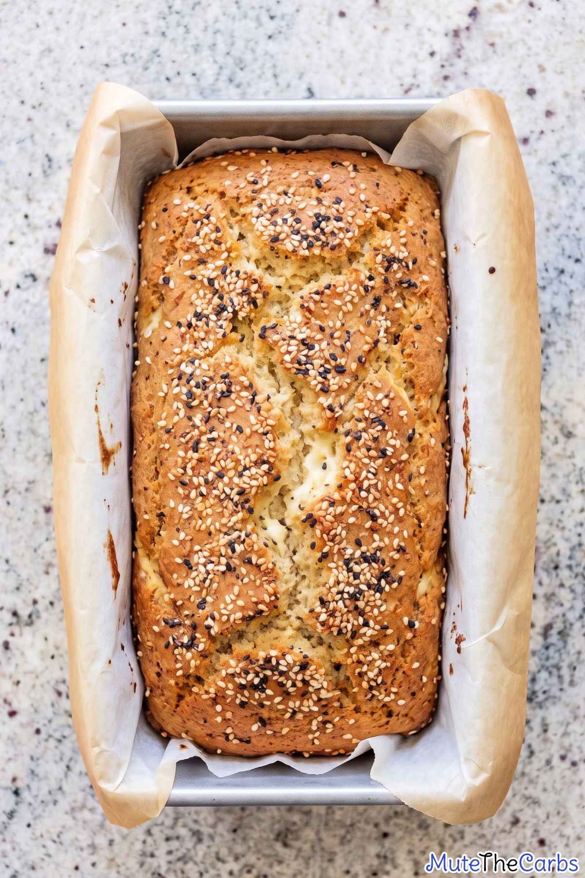 Freshly baked keto everything bread