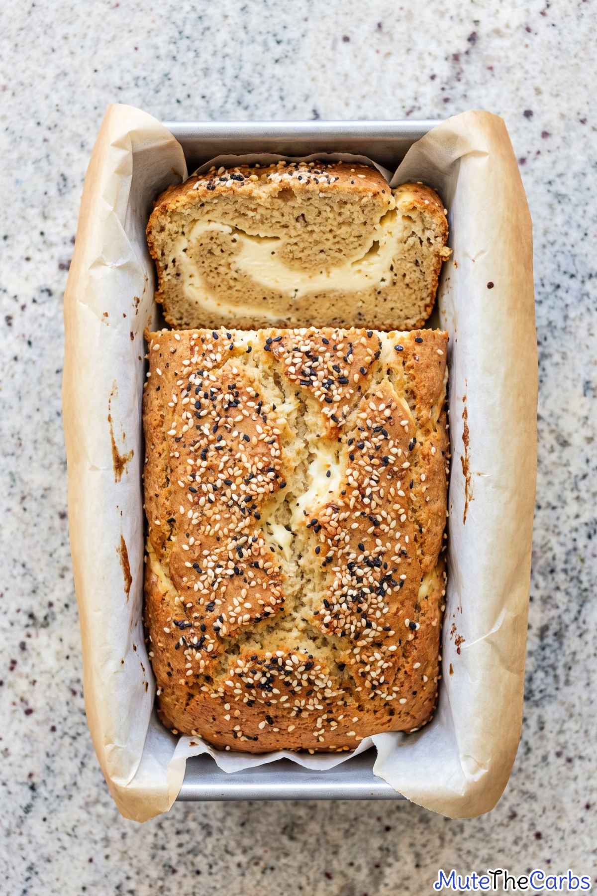 Low carb everything cream cheese bread