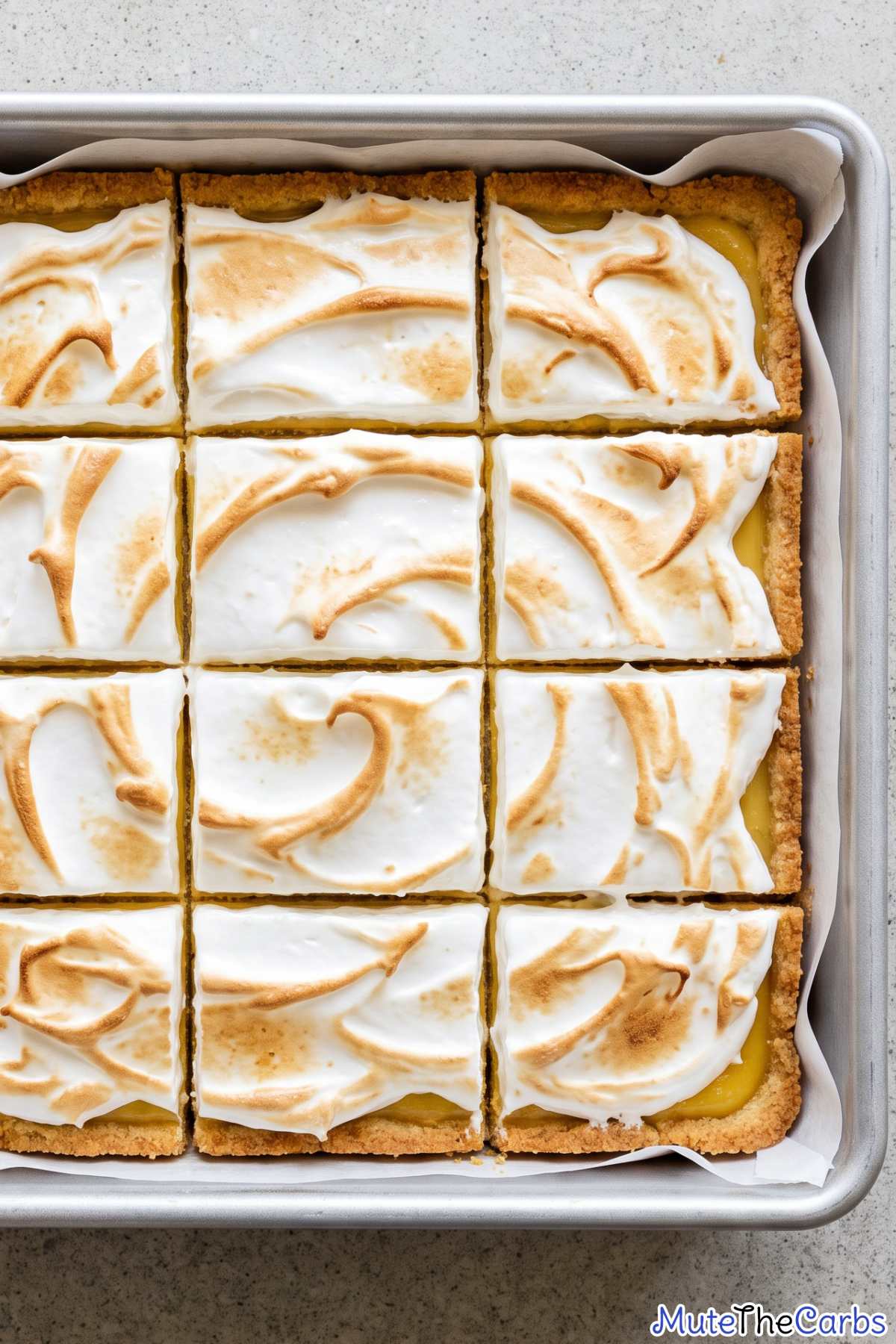 Fluffy keto lemon meringue squares