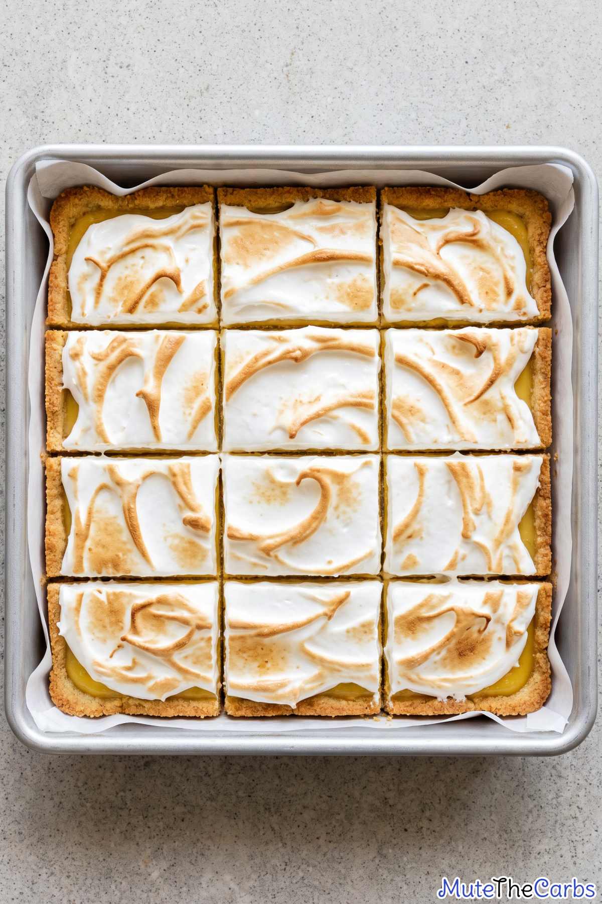 Sweet sugar free lemon meringue bars