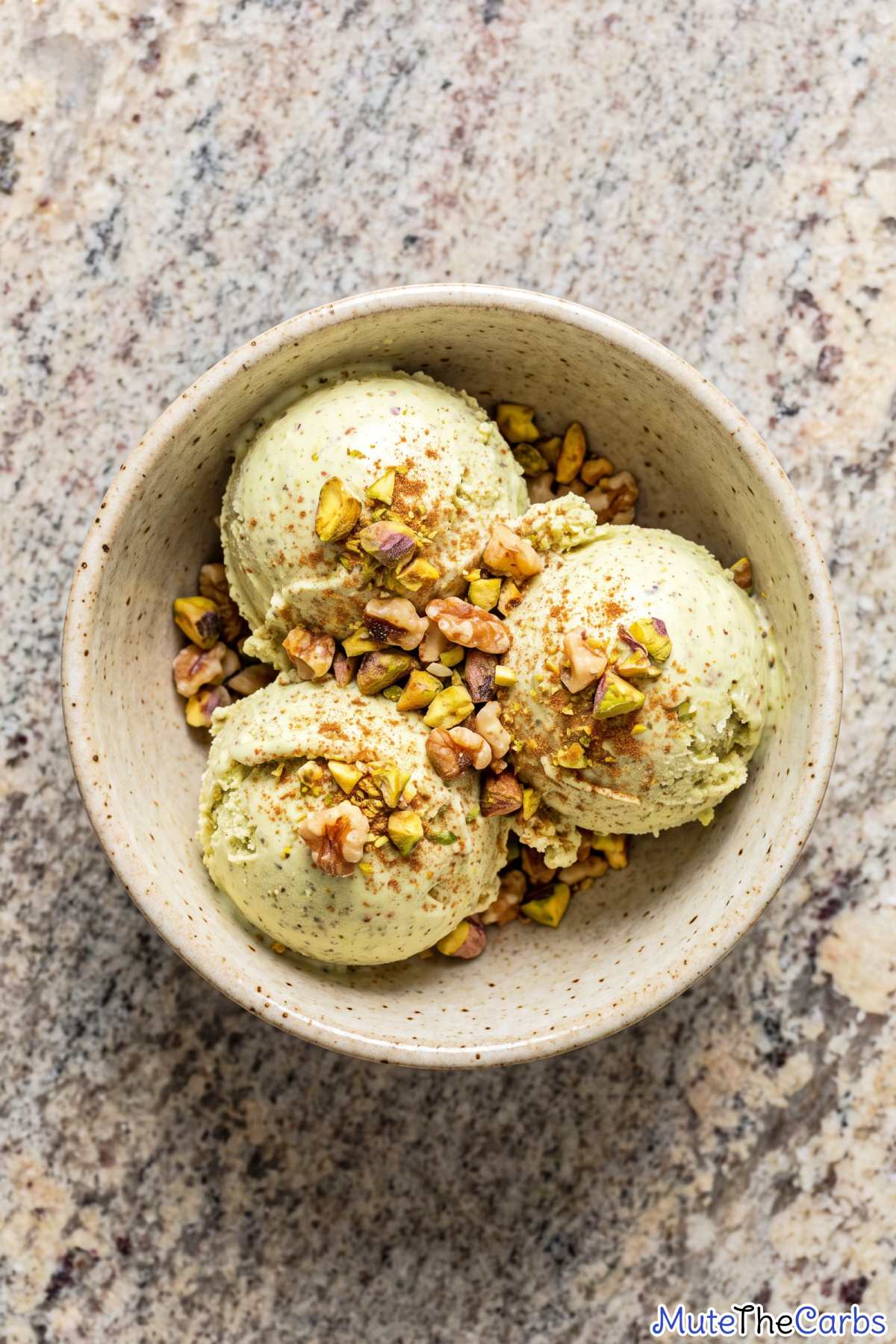 Creamy pistachio baklava keto ice cream