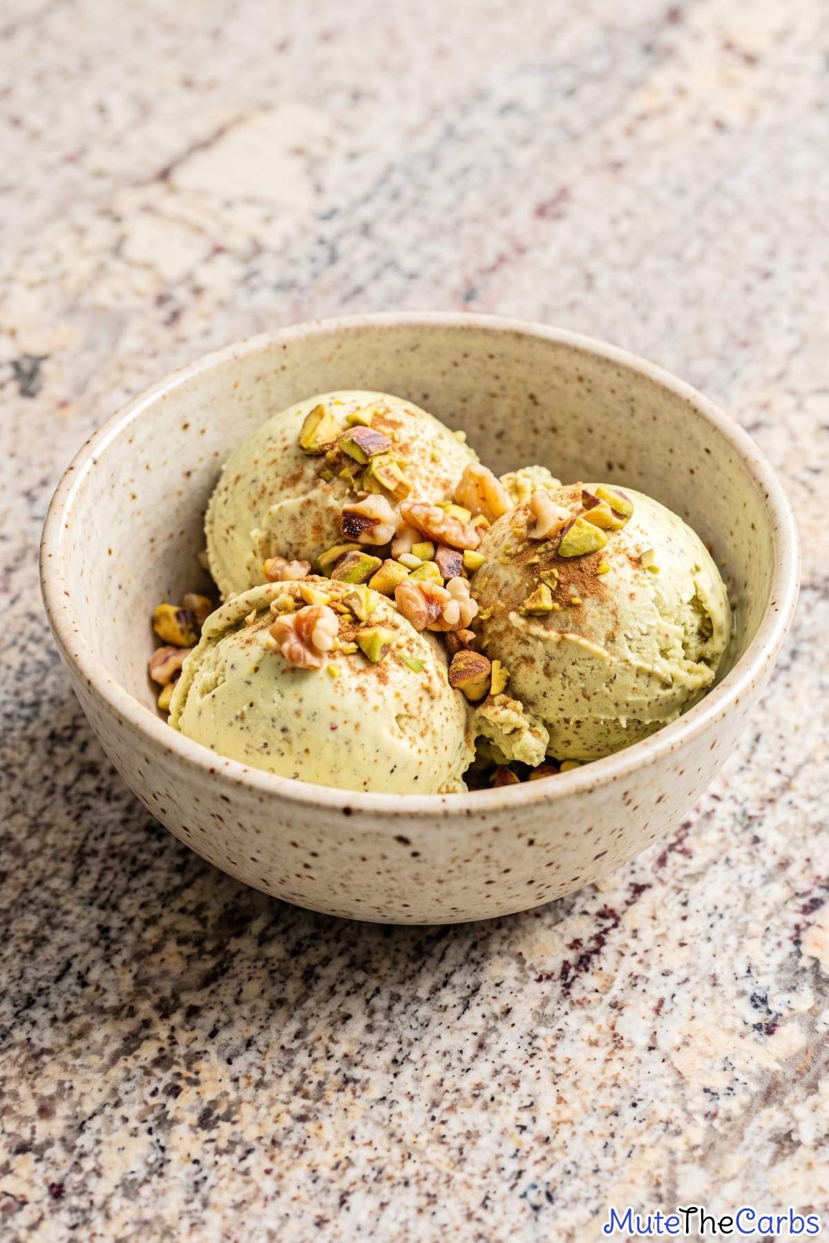 Keto pistachio baklava ice cream dessert