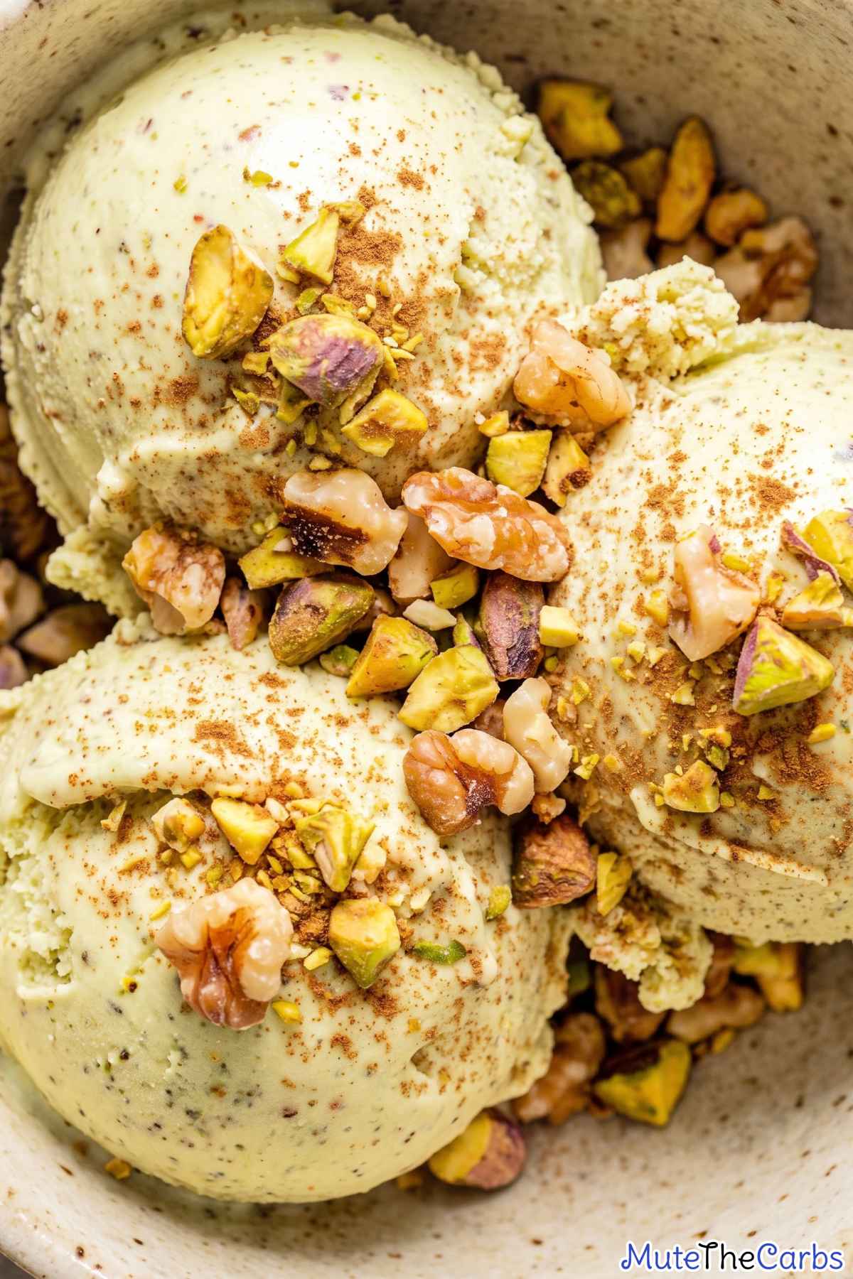 Nutty keto pistachio baklava ice cream