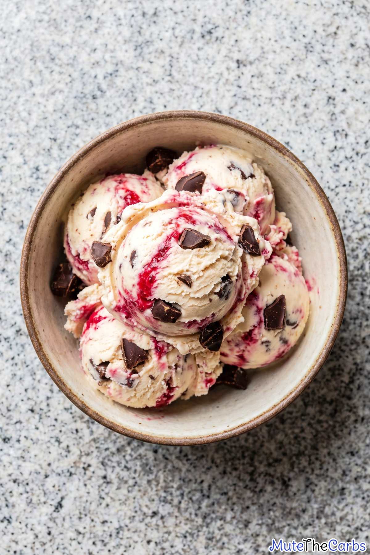 Chilled keto raspberry chocolate truffle scoop