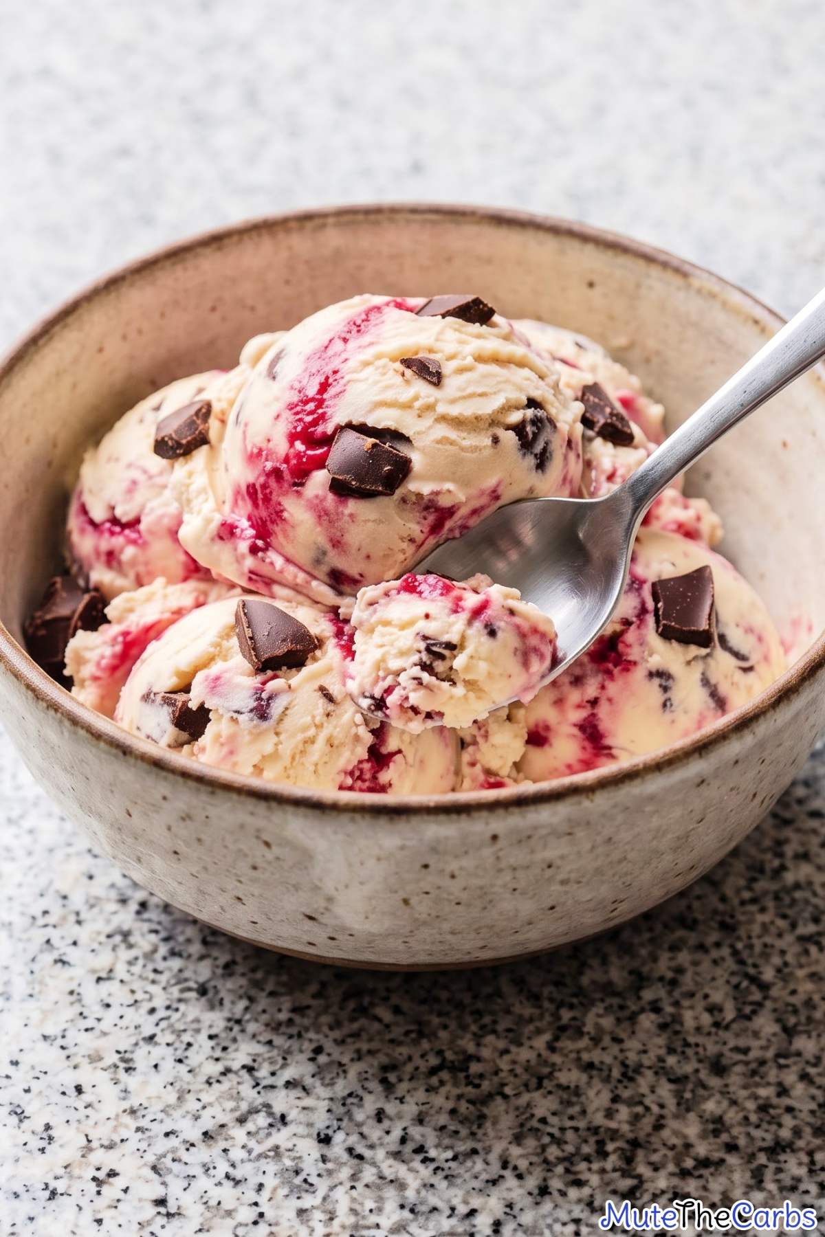 Fresh keto raspberry truffle ice cream
