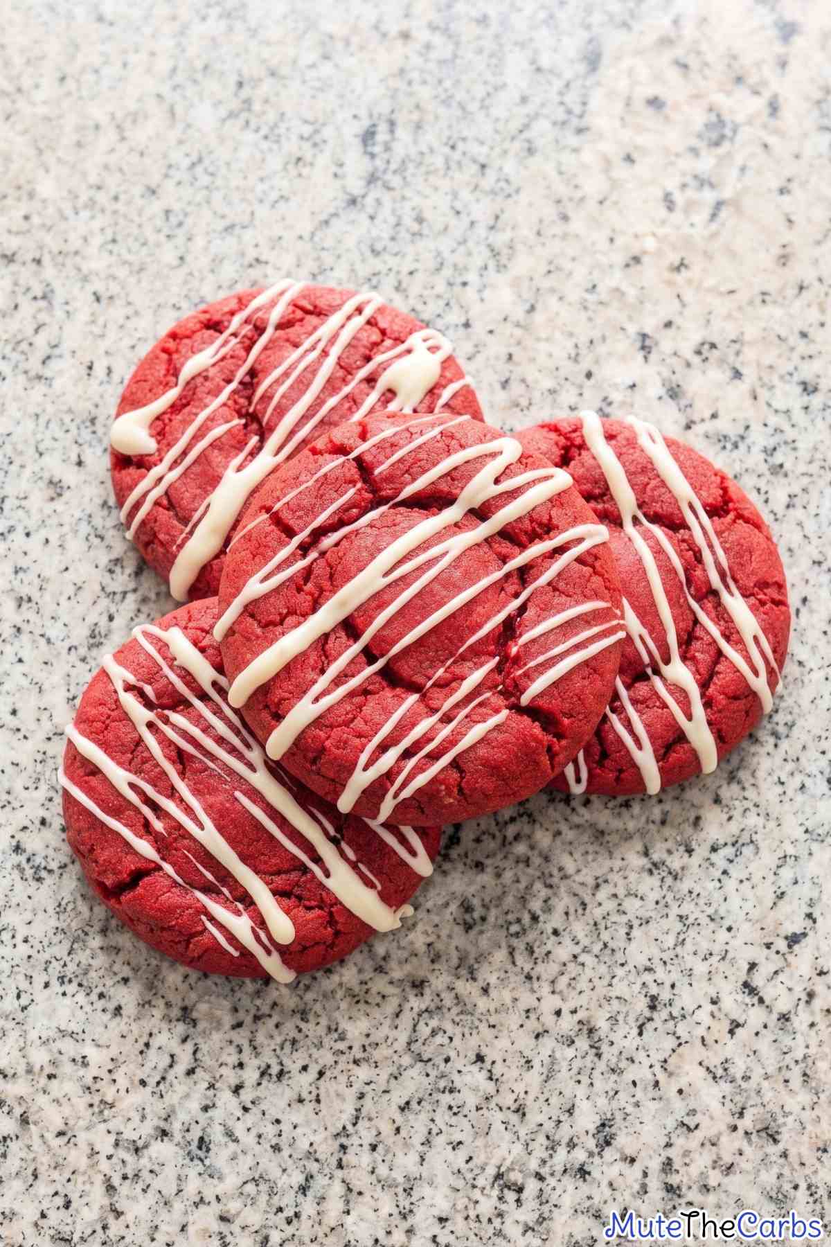 Fresh baked keto red velvet cookies