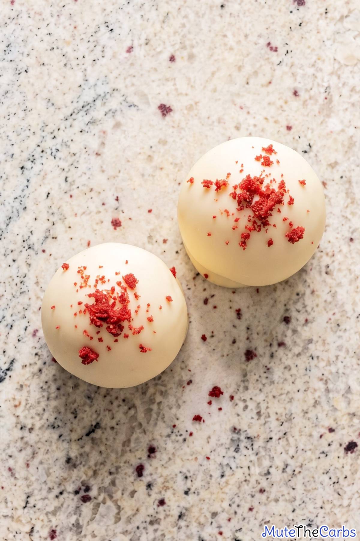 Homemade red velvet cheesecake truffles