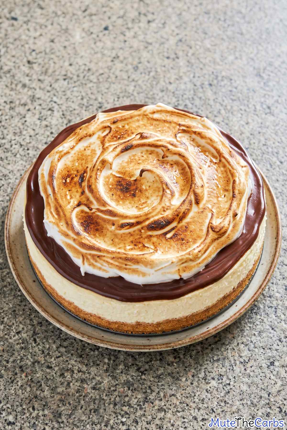 Toasted marshmallow keto s'mores cheesecake