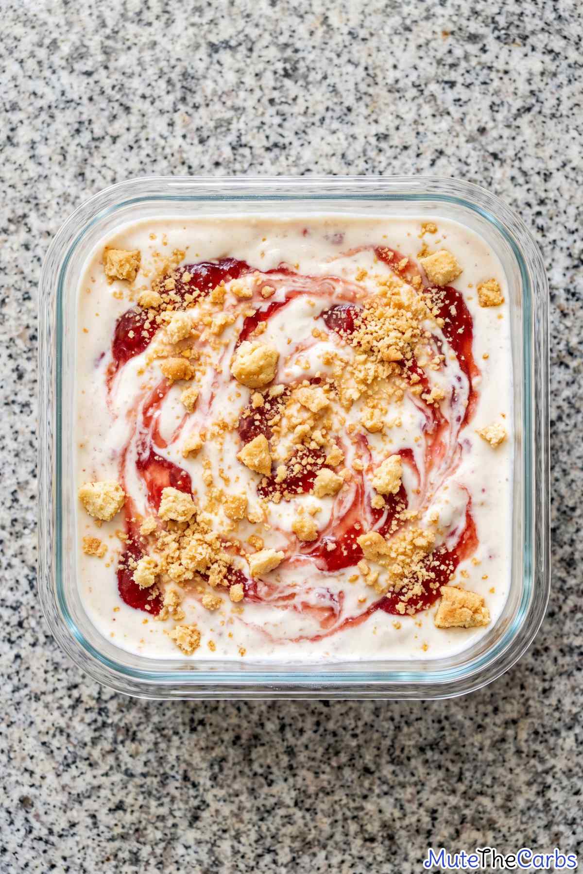 Cold keto strawberry shortcake ice cream