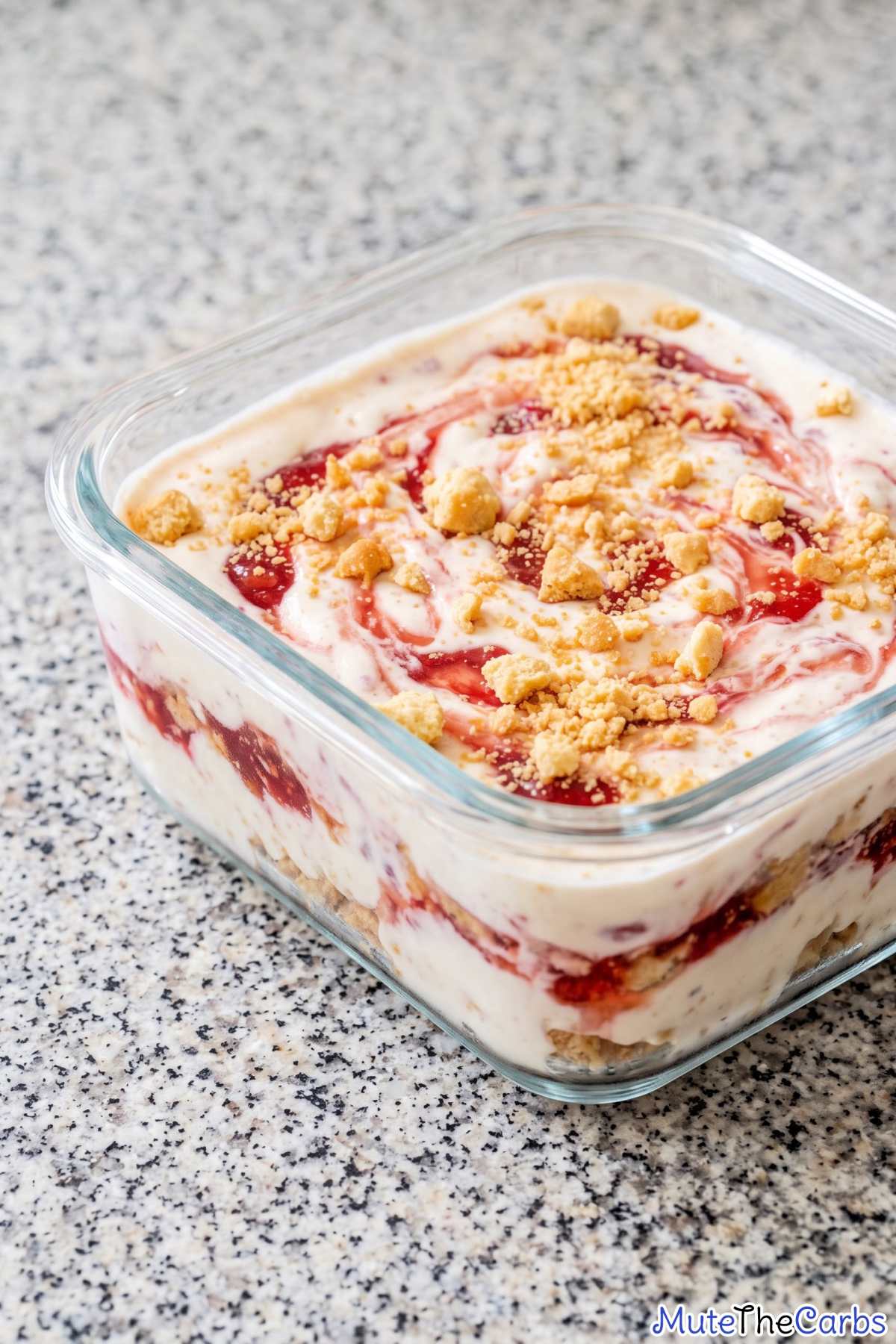 Sweet keto strawberry shortcake scoop