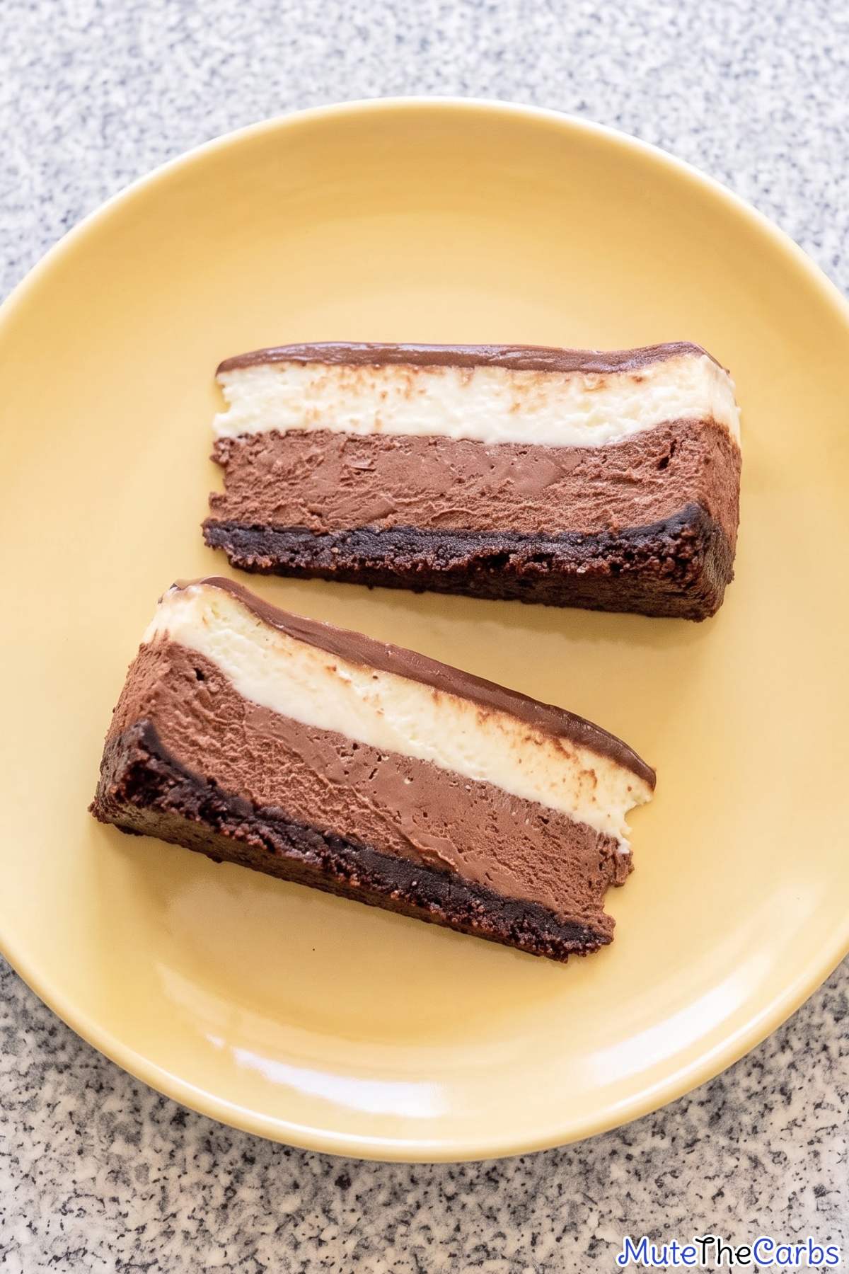 Fresh keto triple chocolate cheesecake plate