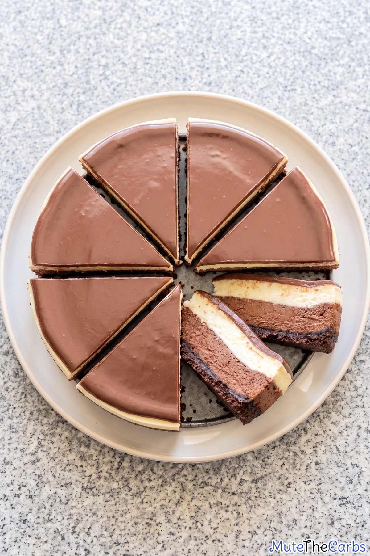 Layered keto triple chocolate cheesecake